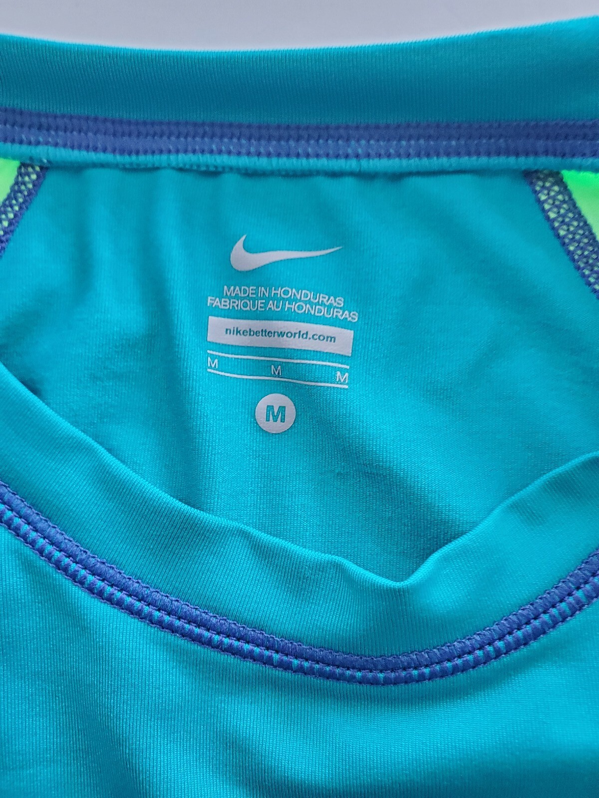 Nike Dri-Fit T-Shirt Fitted Compression STRETCH White Aqua & White Mens Sz M gallery