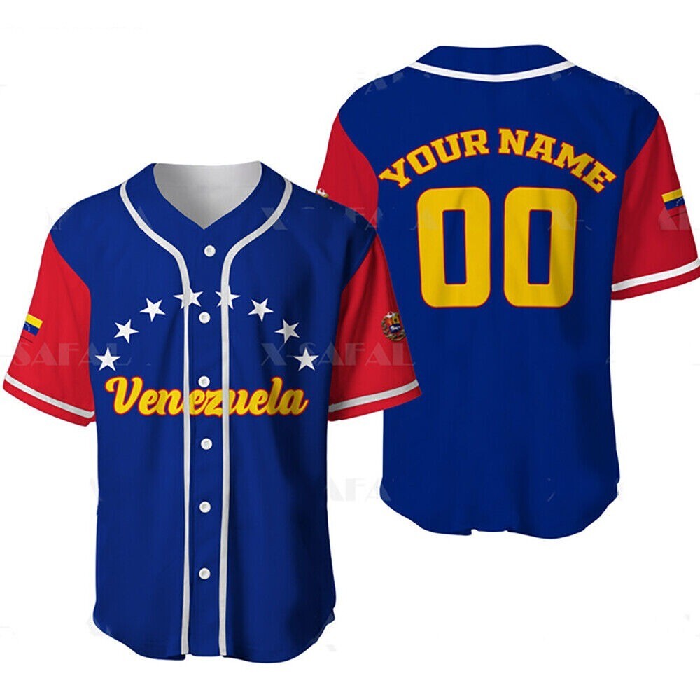 3D Design Team Venezuela Baseball Jersey Hip Hop Party Drinking Workout Any Name