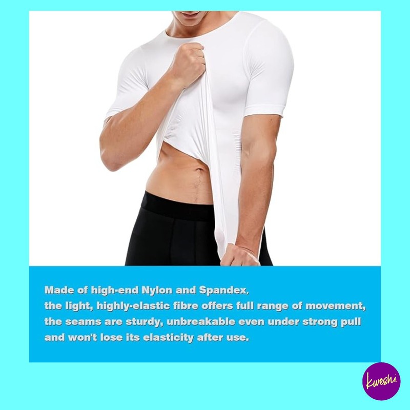 KOCLES Men's Compression Body Shaper T-Shirt, Cooling Slim Fit, White, UK M gallery