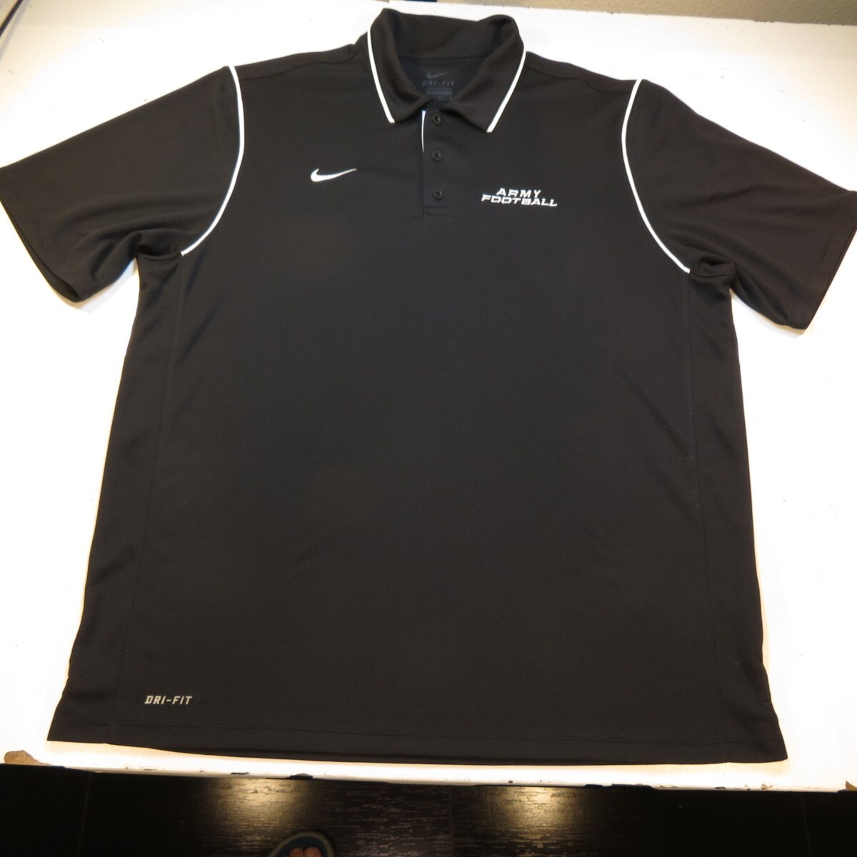 NIKE DRI FIT ARMY FOOTBALL UNIVERSITY GOLF POLO SHIRT Mens XL Black gallery