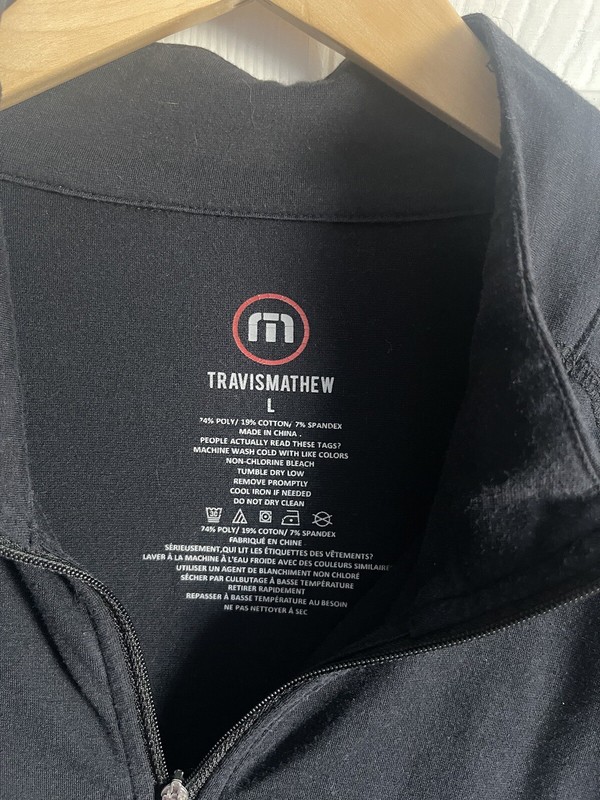 Travis Mathew L 1/4 Zip Pullover Black Mock Neck Long Sleeve Stretch Full Swing gallery