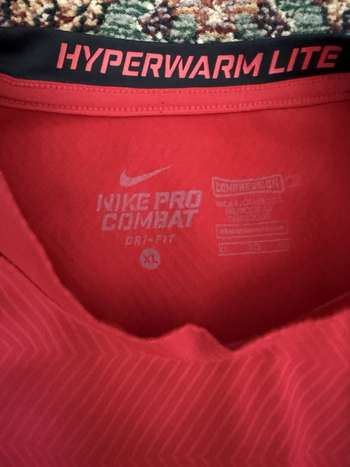 Nike Pro Combat Dri-FIT Hyperwarm Lite Compression Crew Long Sleeve Red/Black XL gallery