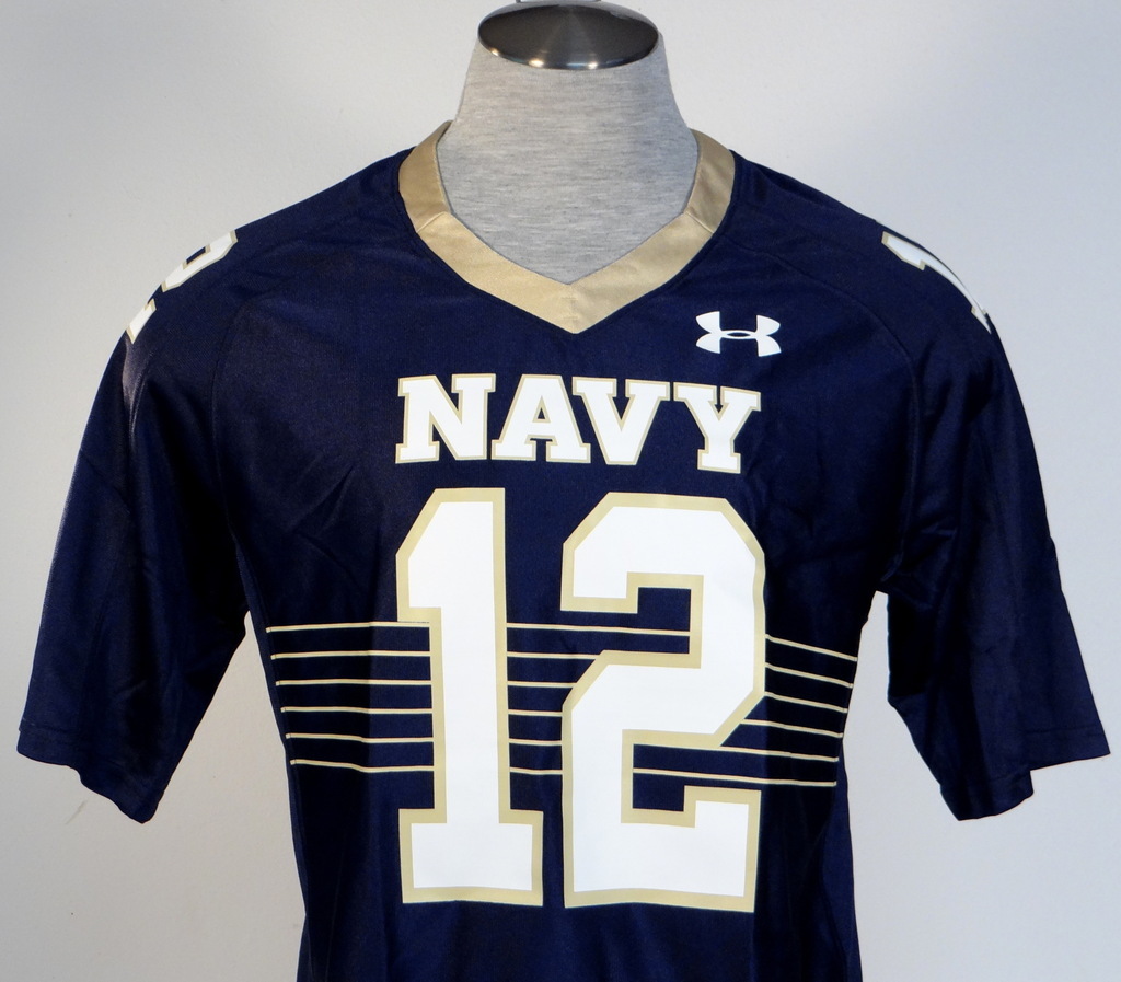 Under Armour Collegiate Navy #12 Blue Short Sleeve Football Jersey Mens NWT gallery