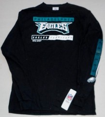 PHILADELPHIA EAGLES NFL TEAM APPAREL LONG SLEEVE T SHIRT MENS M L XL 2X BLACK