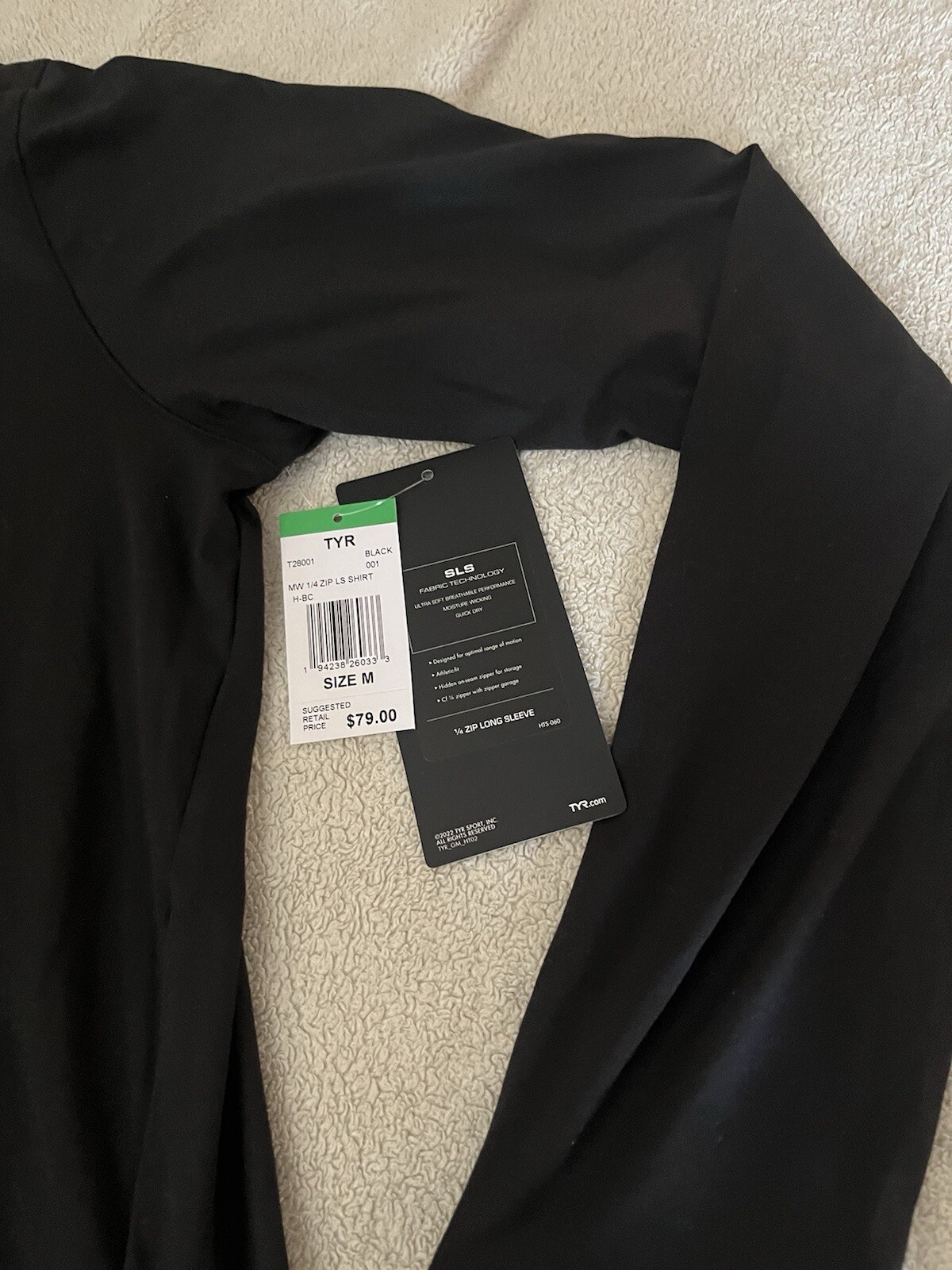 TYR Men’s SLS Long Sleeve 1/4 Zip Black Size M Medium gallery