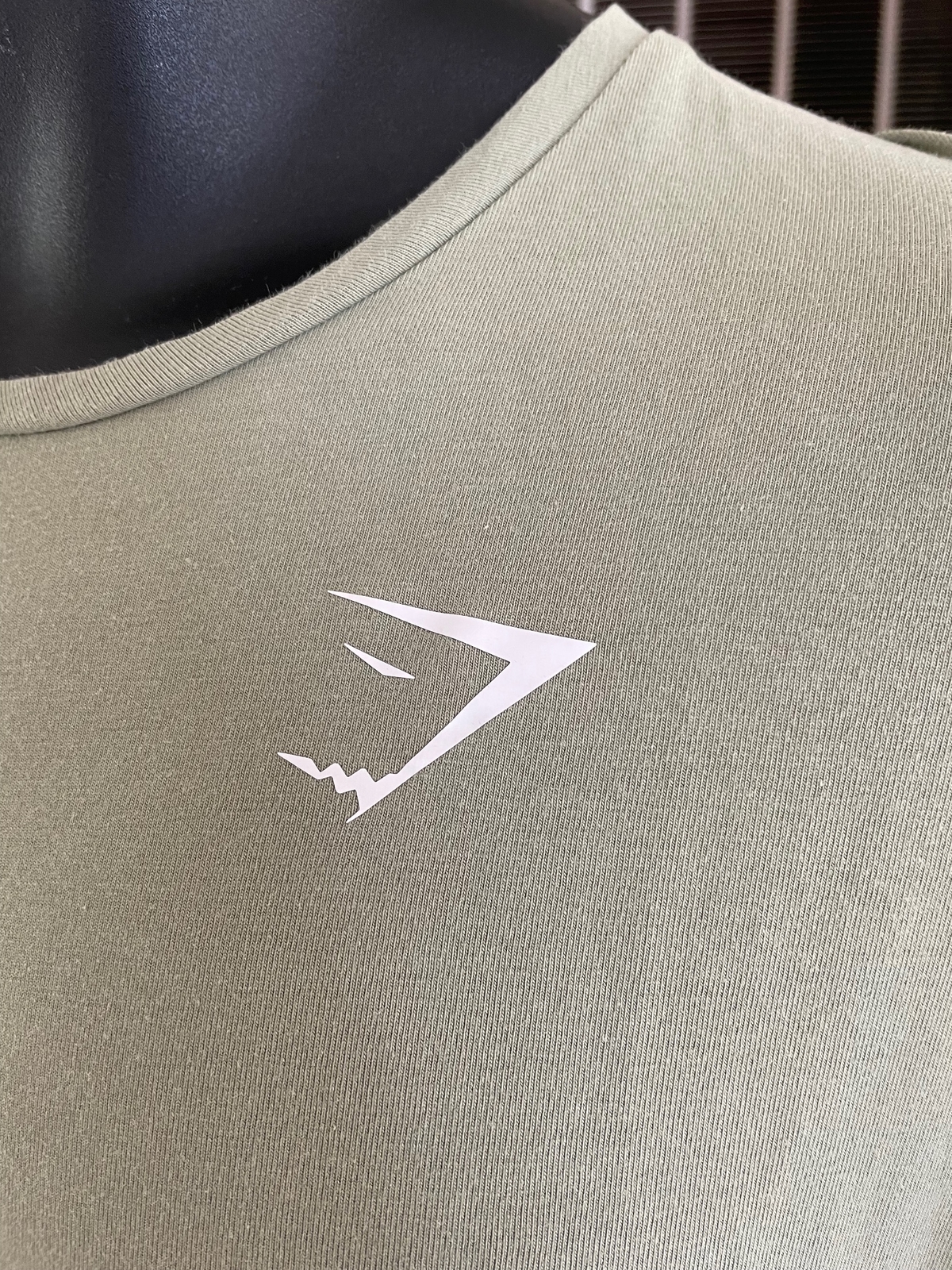 Gymshark Long Sleeve Crew Neck Workout Shirt Sage Green Shark Logo Stretch M gallery