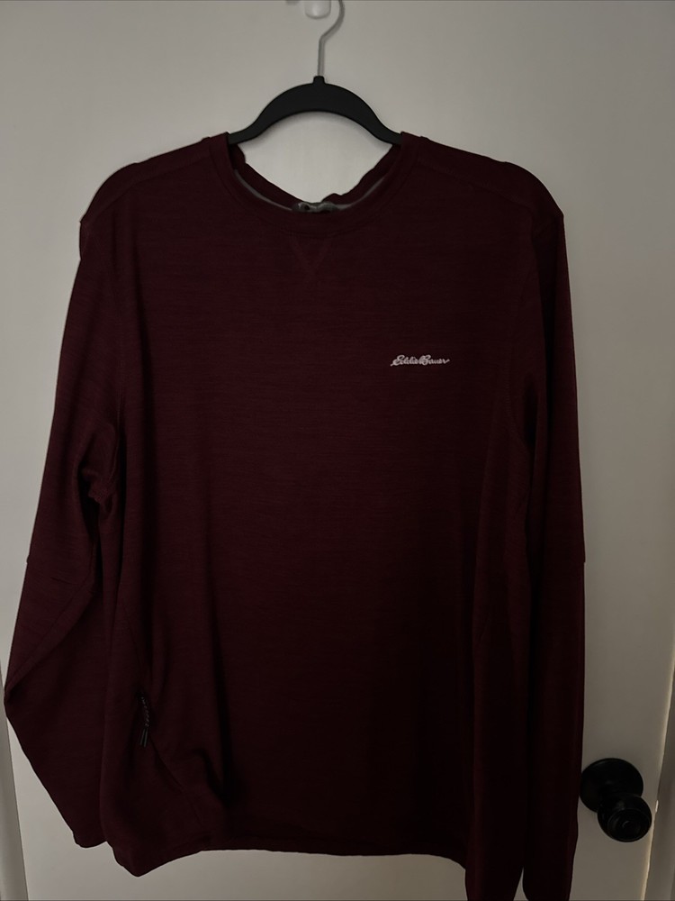 Eddie Bauer FreeHeat Pullover Long Sleeve T-Shirt Dark Brown Men's Size L