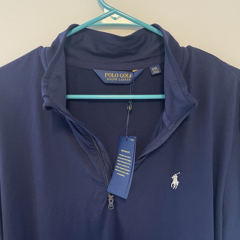 Polo Golf Ralph Lauren Performance Quarter Zip Pullover French Navy Blue NWT gallery