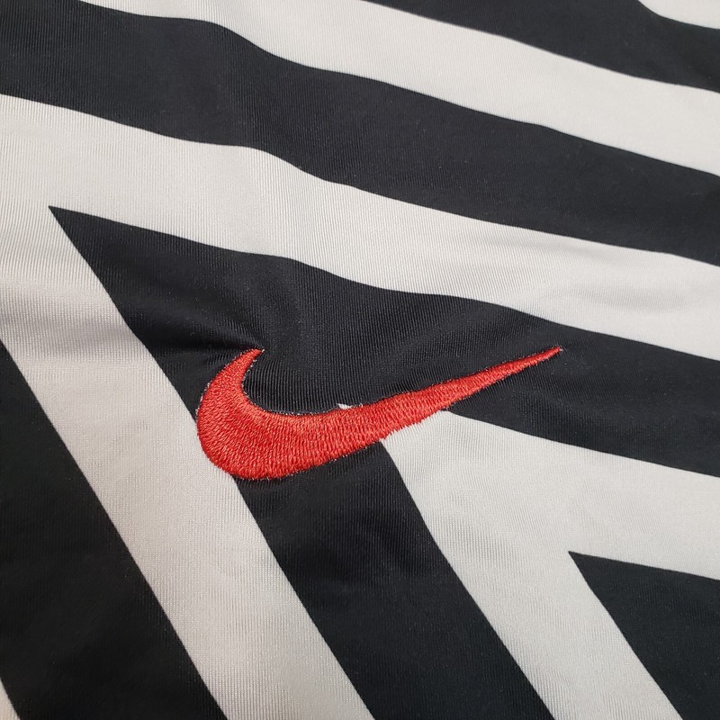 Nike Dri-Fit Pro Combat Shirt Mens M Black White Striped Triangles Red Swoosh gallery