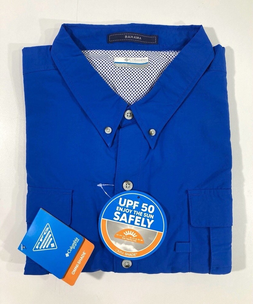 NWT 4X BIG COLUMBIA MENS PFG BAHAMA ll SHORT SLEEVE SHIRT VIVID BLUE 4X
