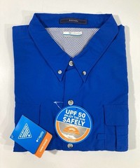 NWT 4X BIG COLUMBIA MENS PFG BAHAMA ll SHORT SLEEVE SHIRT VIVID BLUE 4X