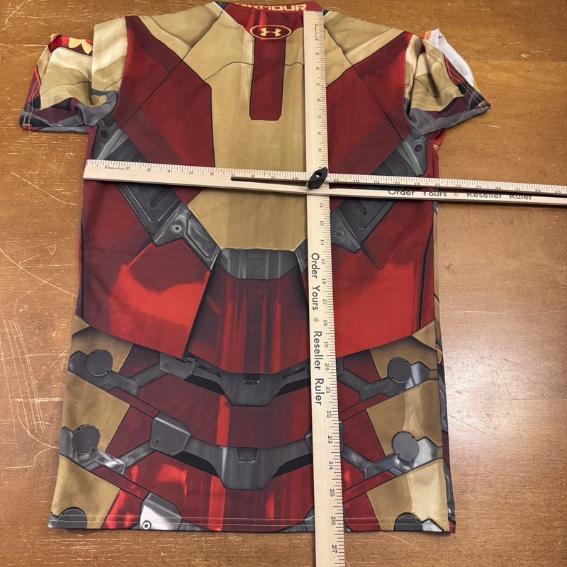 Marvel Under Armour Iron Man Shirt Mens Large Red Gold Compression HeatGear gallery