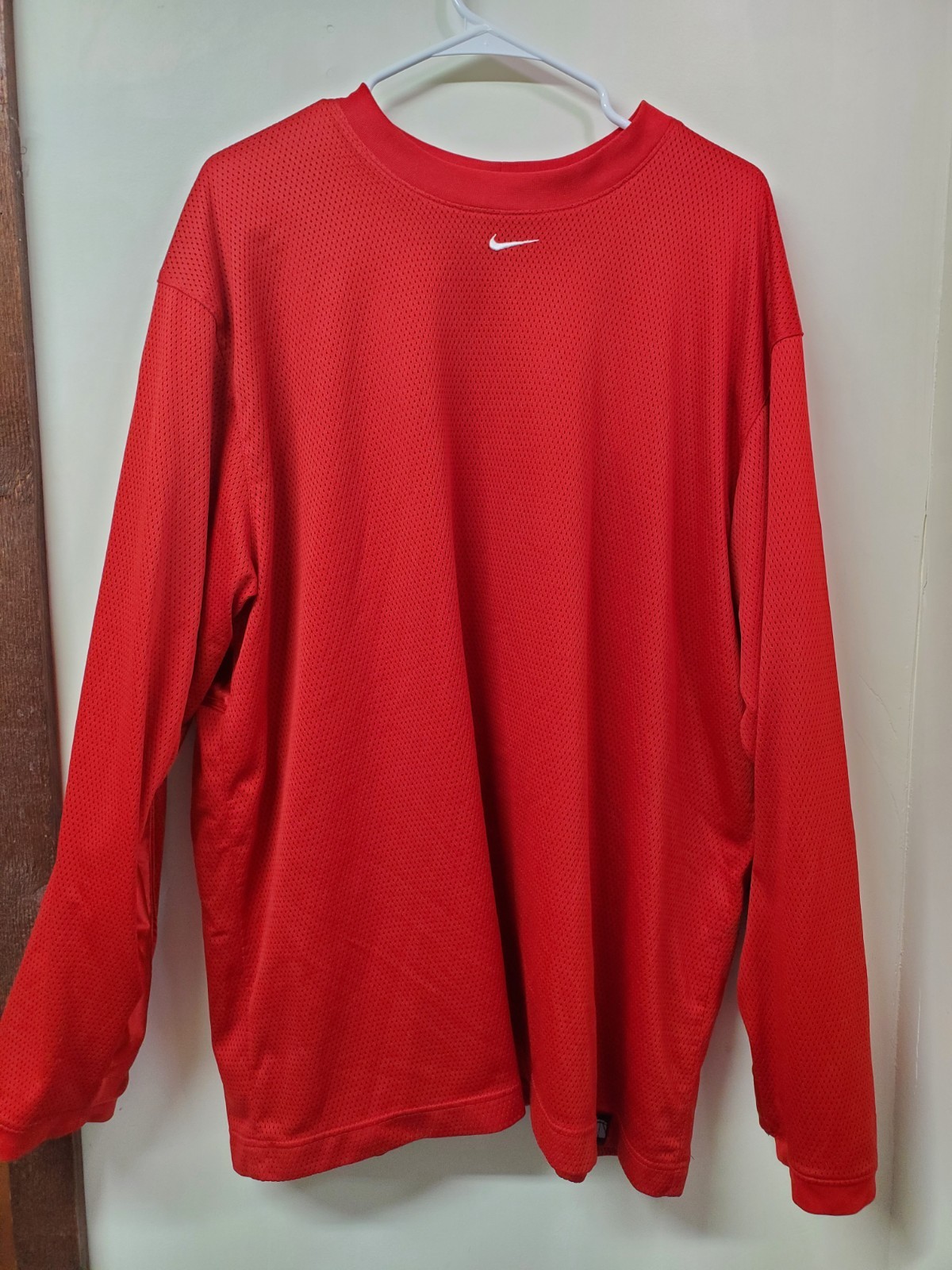 Vintage Nike Hoop Durasheen Center Swoosh Red Long Sleeve Shirt Jersey Mens XXL gallery