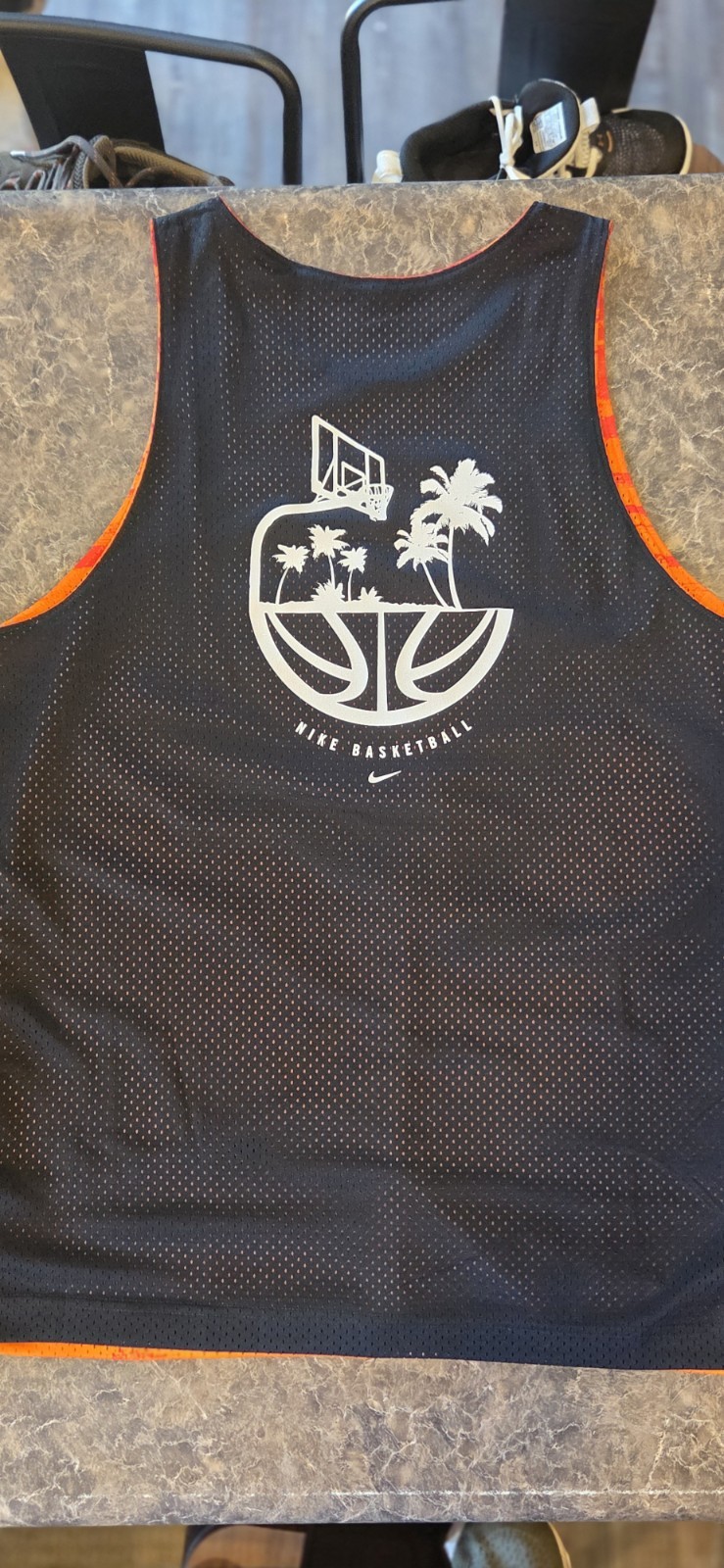 Nike Basketball Reversible Mesh Jersey Men's M Orange/Black Sleeveless gallery