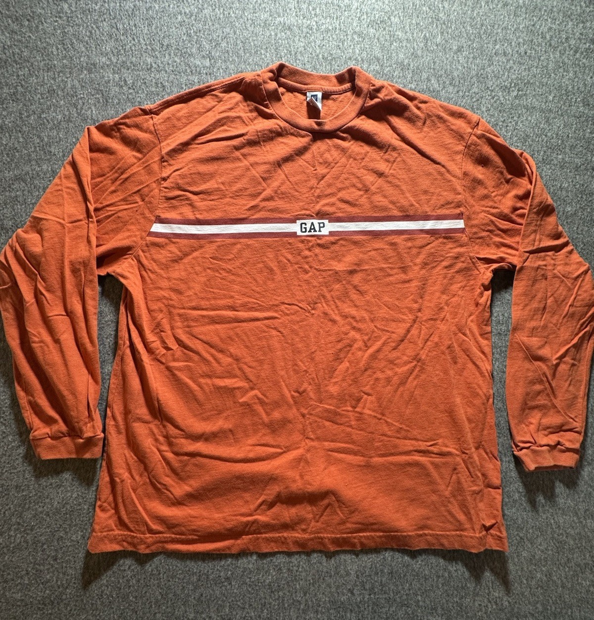 Vtg Gap Orange Essential Crew Sportswear Long Sleeve shirt size XXL gallery