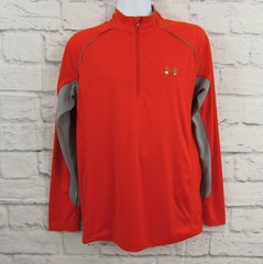 2011 Under Armour AllSeasons Gear Shirt Men L Orange/Gray 1/2 Zip Pullover Run
