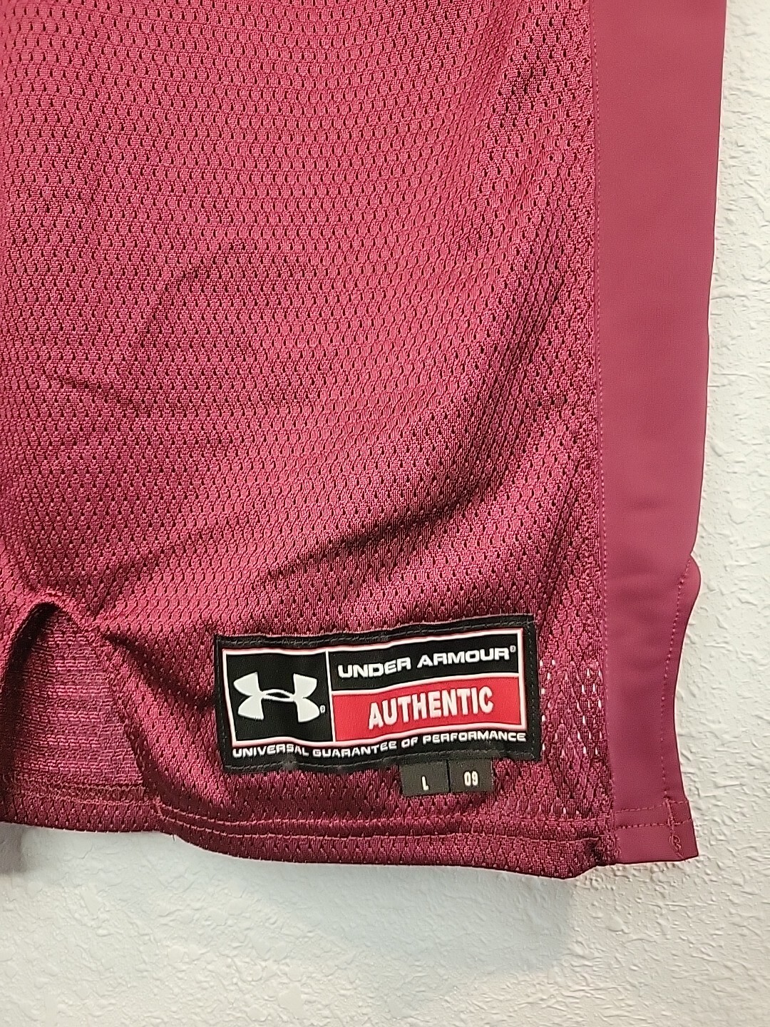 Under Armour Men’s Football Mesh Jersey Red Wine with White Insets Size L NWOT gallery