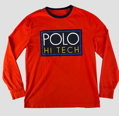 Polo Ralph Lauren Hi Tech Logo Graphic Long Sleeve T-Shirt Orange Size S Peru