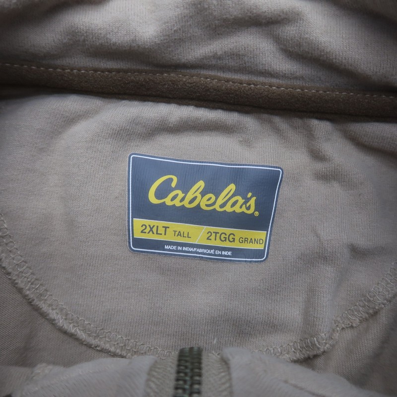 Cabela's Mens 1/4 Zip Pullover Sweater Size 2XLT Tall Beige 100% Cotton gallery