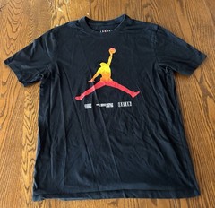 Air Jordan LEGACY AJ11 Short Sleeve Black Orange Red CW0852-010 Size Medium