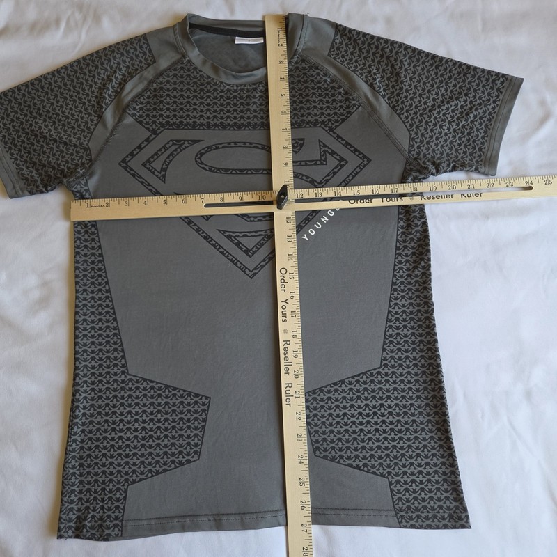 YoungLA x Superman Compression Athletic Performance Gymwear Grey L T-Shirt Tee gallery