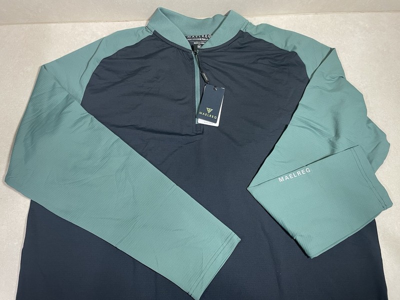 Maelreg Performance Pullover Mens Large Long Sleeve 1/4 Zip Green Black NWT! gallery