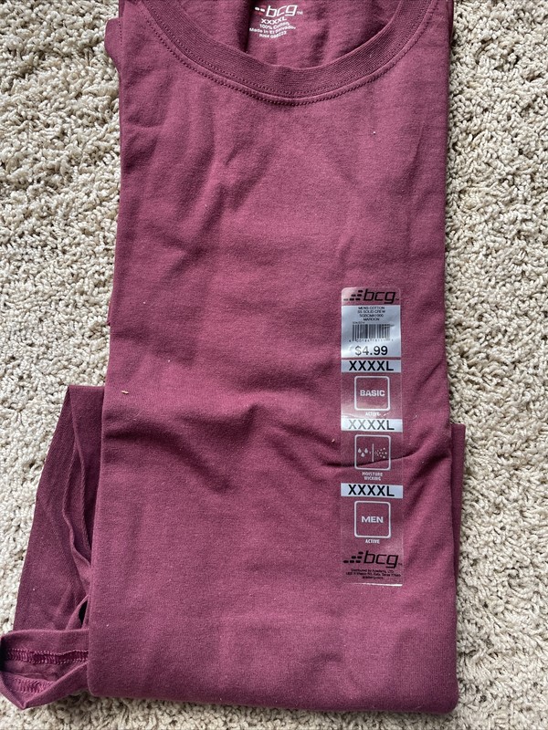 BCG Mens Spandex Fitted Burgundy Shirt Size XXXXL Running Exercise Workout gallery