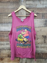 Vtg Softball 80s Muscle Tank Tope Mens Sz L Good Condition Pink