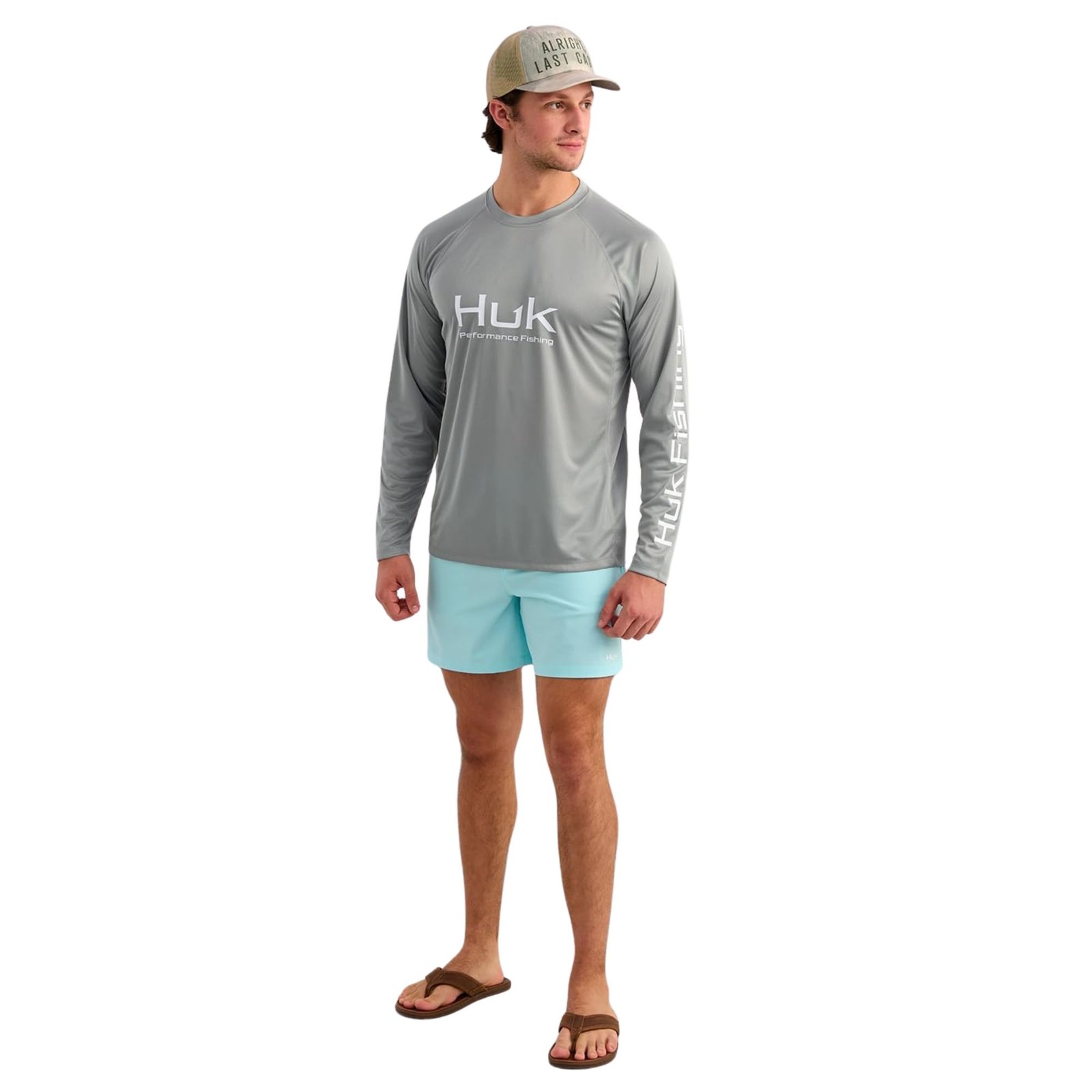 Huk Pursuit Long Sleeve Crew Men's Tech Shirt, Sharkskin, XX-Large gallery