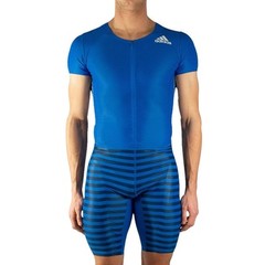 Adidas Adizero Sleeveless Speed Compression Running Track Suit (Medium, Blue)