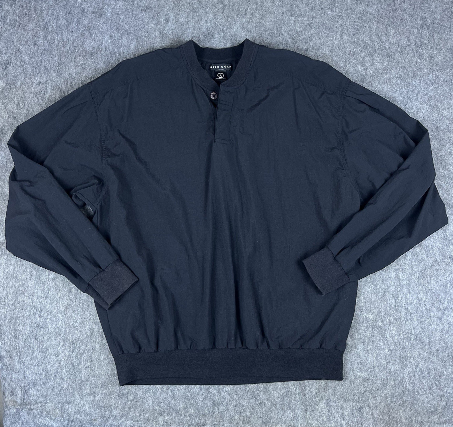Vtg Nike Golf Men's Quarter Button Pullover Windbreaker Black 100% Nylon Size L gallery