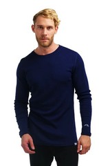 Merino.Tech Men’s Merino Wool Long Sleeve 250 Navy Base Layer Shirt Hiking Sz M
