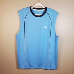 Y2K Starter Jersey Tank Top Mens Blue Size Large L Embroidered Logo Vintage