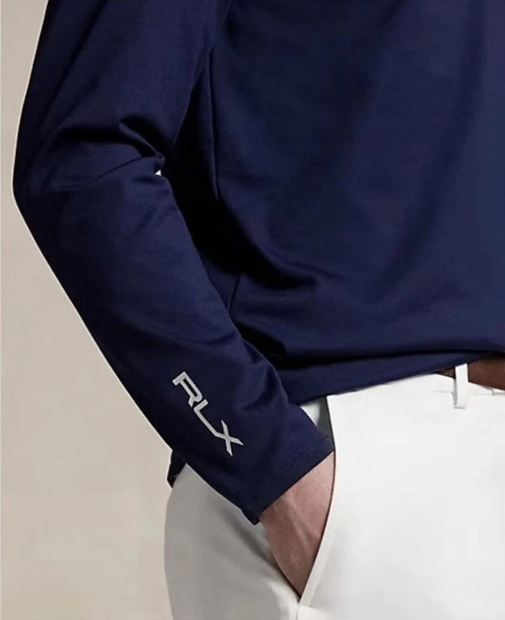 RLX Ralph Lauren Golf 1/4 Zip Men's Navy Blue Stretch Wicking Fleece Size L gallery