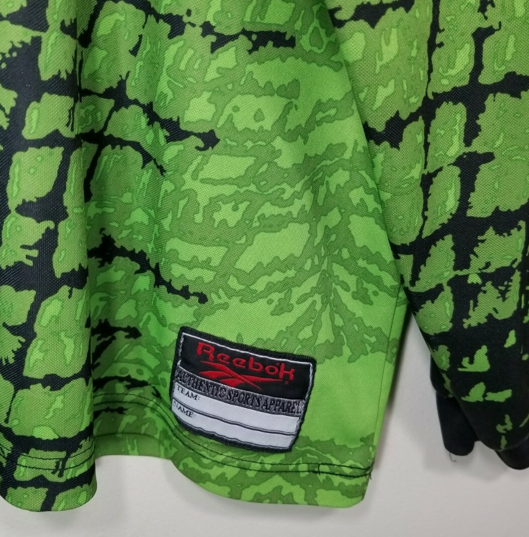 Vintage Reebok Goalkeeper Soccer Jersey Green Croc Print 90s USA Made Mens Large gallery