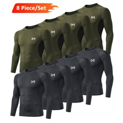 8 Pack/Set Compression Shirts for Men Long Sleeve Athletic Base Layer Undershirt