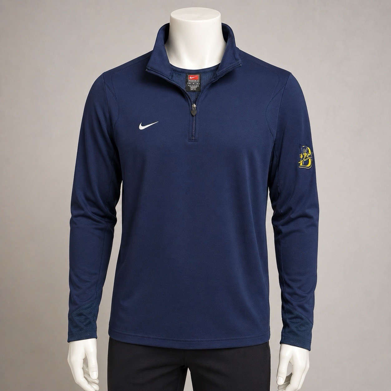 Y2K VTG Team Issue Nike Dri-Fit 1/4 Zip Mock Neck Long Sleeve Pullover Men M gallery