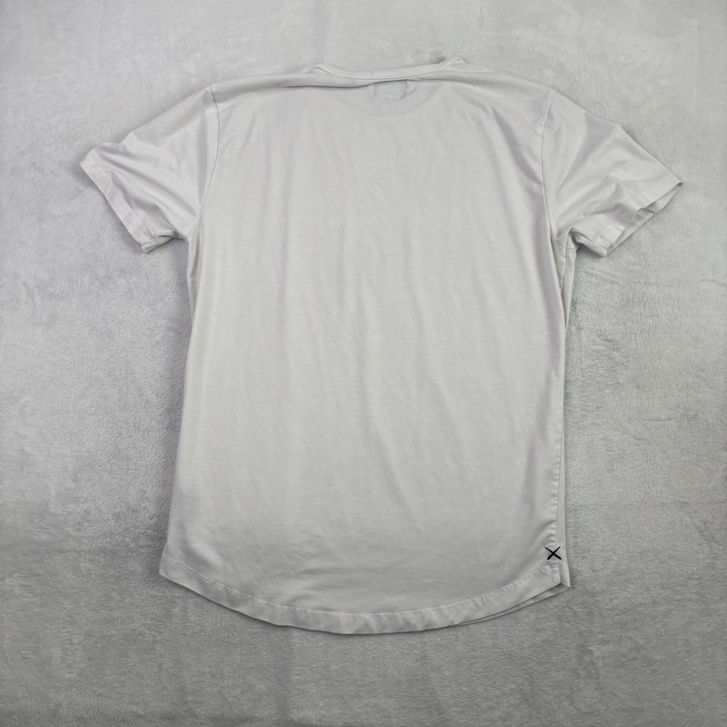 Cuts White Curve-Hem Short Sleeve Activewear Athletic Pullover Shirt Mens Medium gallery