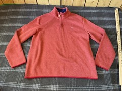 Crown & Ivy Quarter Zip Pullover Men Sz Large Red Jacket Fleece Mock Neck