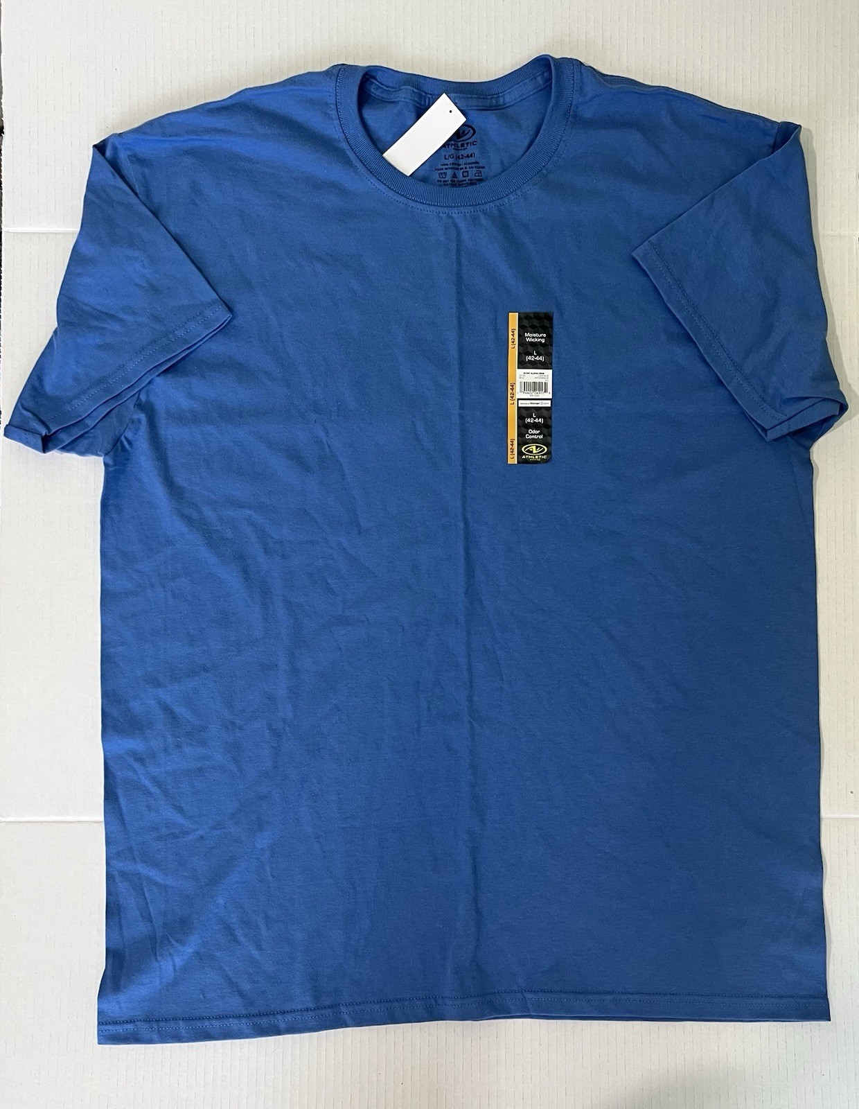Athletic Works Men’s Light Blue Short Sleeve Crew Moisture Wicking T-shirt Large gallery
