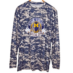 Badger Sport Michigan Basketball Special Ops Gray Camo Long Sleeve Shirt Mens XL