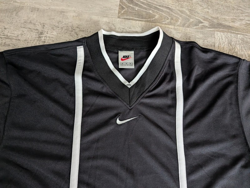 Vintage 90s Nike Shirt Mens M Black White Center Swoosh Logo Jersey Soccer gallery