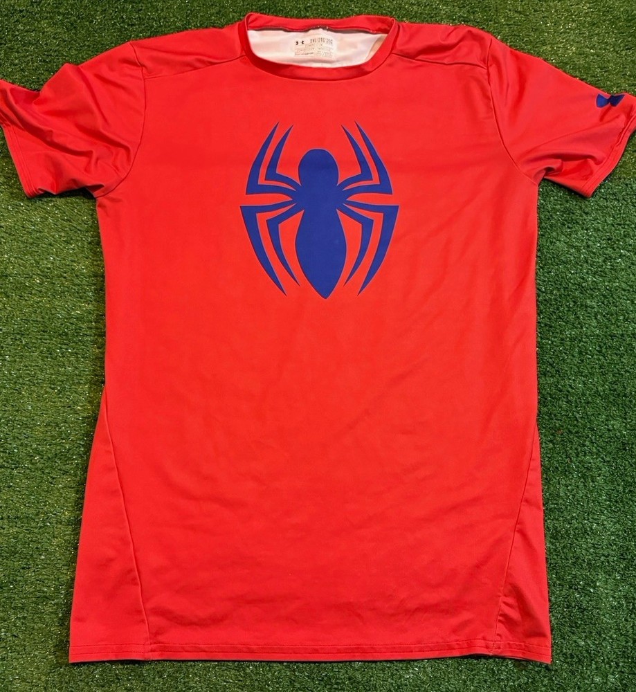Under Armour shirt mens 2XL red blue spiderman marvel compression football