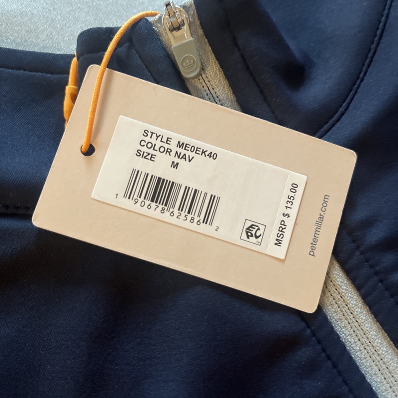 Peter Millar Pullover Men M Navy Perth Performance 1/4 Zip NWT *LOGO gallery