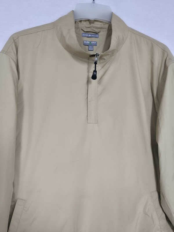 Peter Millar Element 4 Wind 1/4 Zip Pullover Golf Vented Jacket Khaki/Tan Sz XL gallery