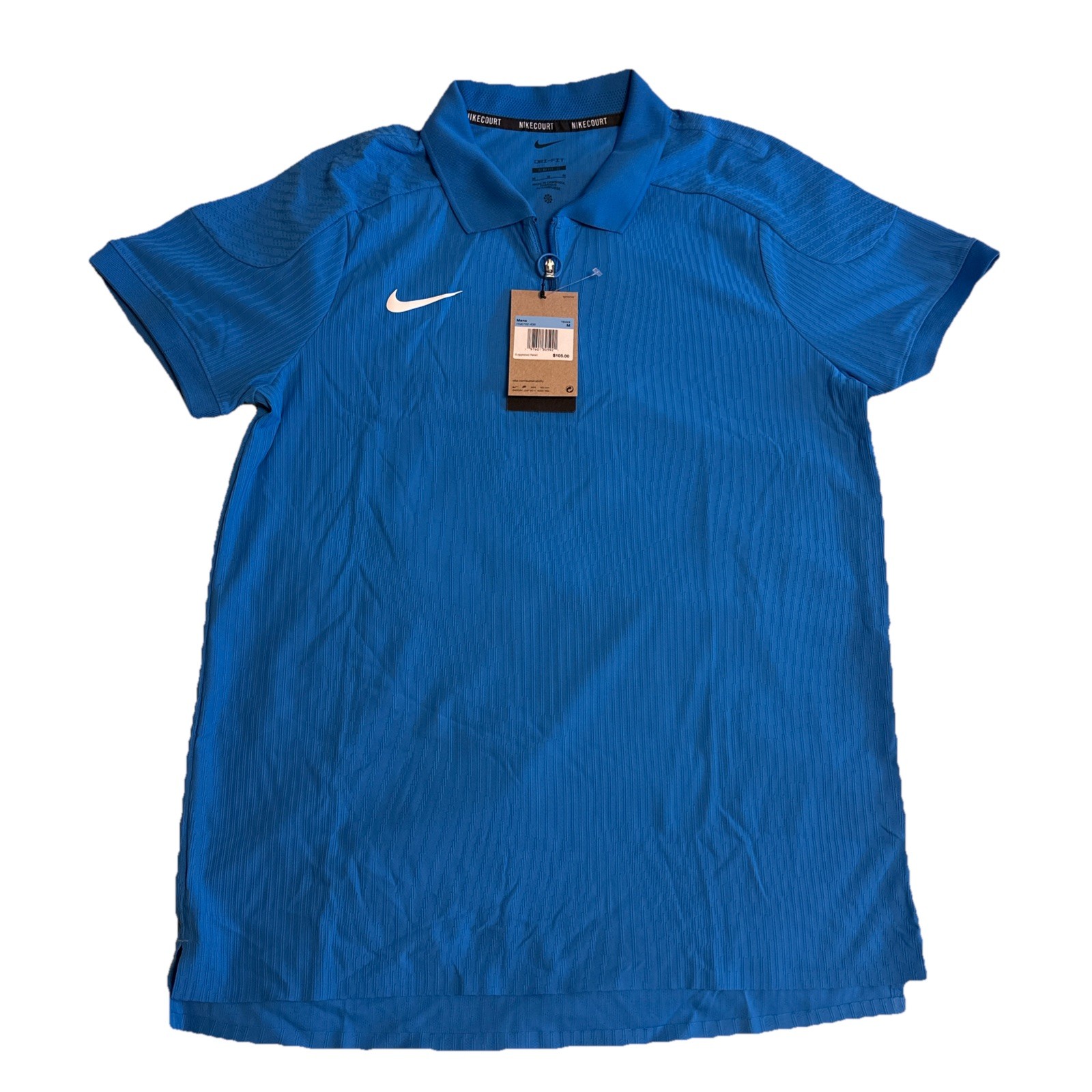 Nike Court Dri-fit Adv Slam Tennis Polo Blue Slim 1/4 Zip MED HQ0792-435 New gallery