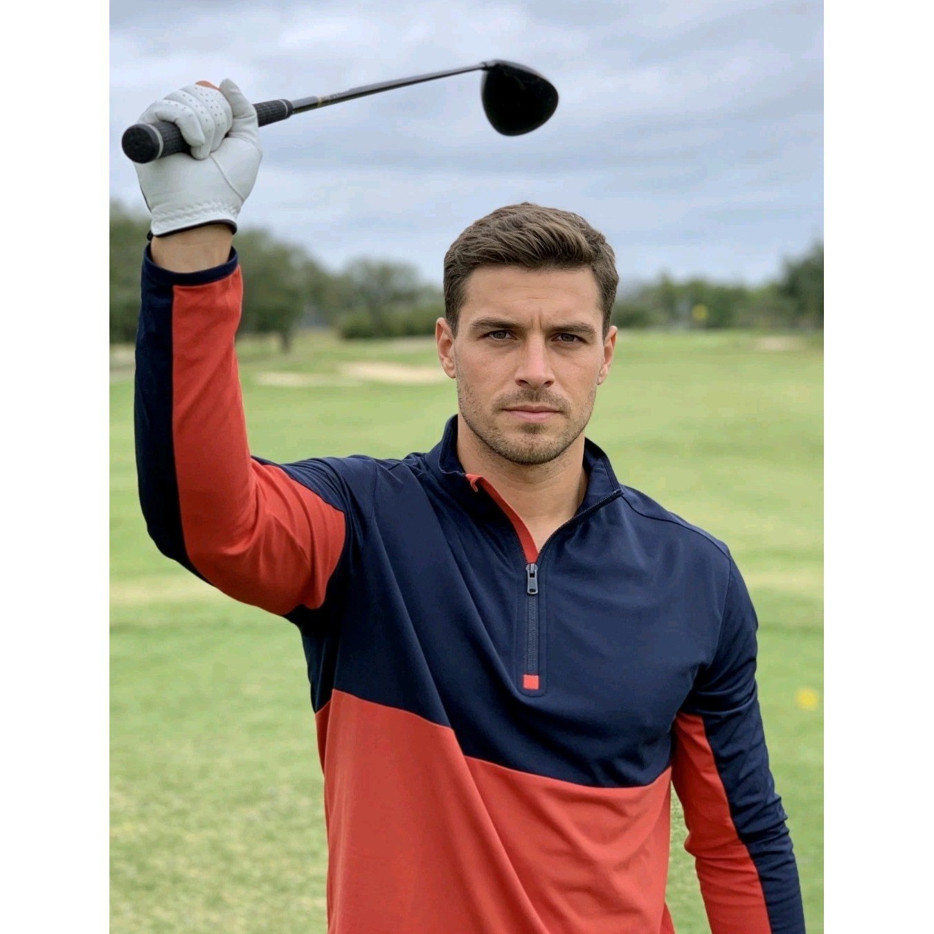 RLX Ralph Lauren Mens Size L Golf Performance 1/4 Zip Pullover Wicking Blue/Red gallery