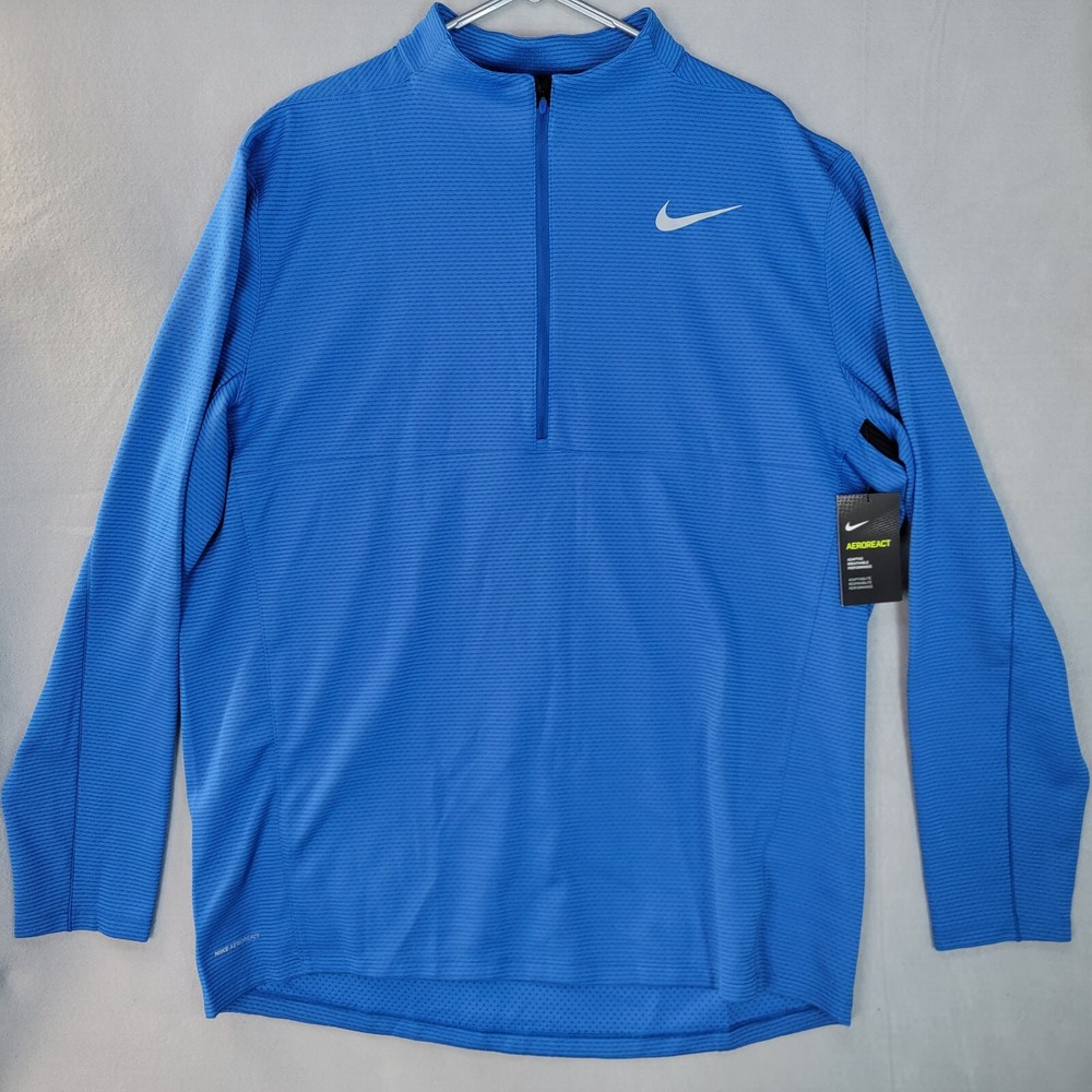 Nike Golf Aeroreact Half Zip Long Sleeve Pullover Top Blue Black Mens XXL