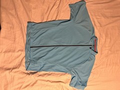 Men’s Blue Polyester Polo Shirt 1/4 Zip Short Sleeve Stand-Up Collar M