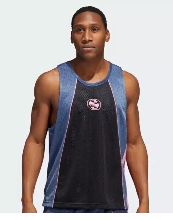 adidas Mens Sz S WORLDWIDE HOOPS CREATOR 365 TANK TOP Black Blue Pink HG2627 $42